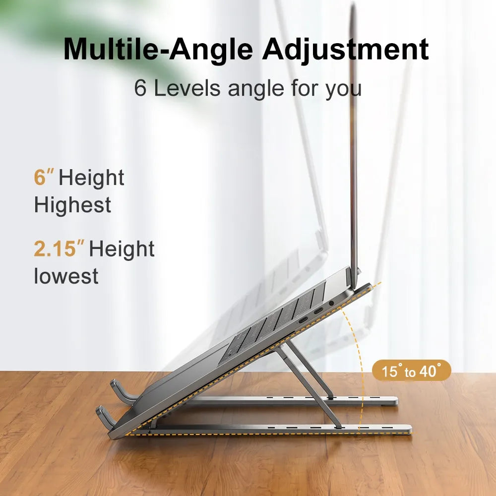 Foldable Aluminum Laptop Stand — Silver