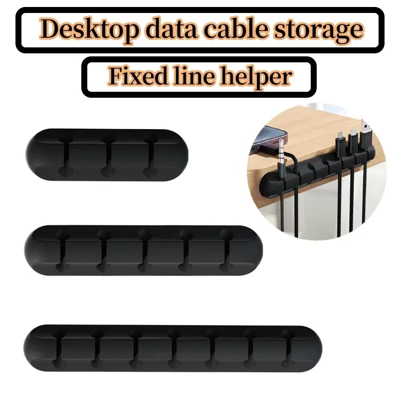 Silicone Cable Organizer Set — Black, 3 Pieces