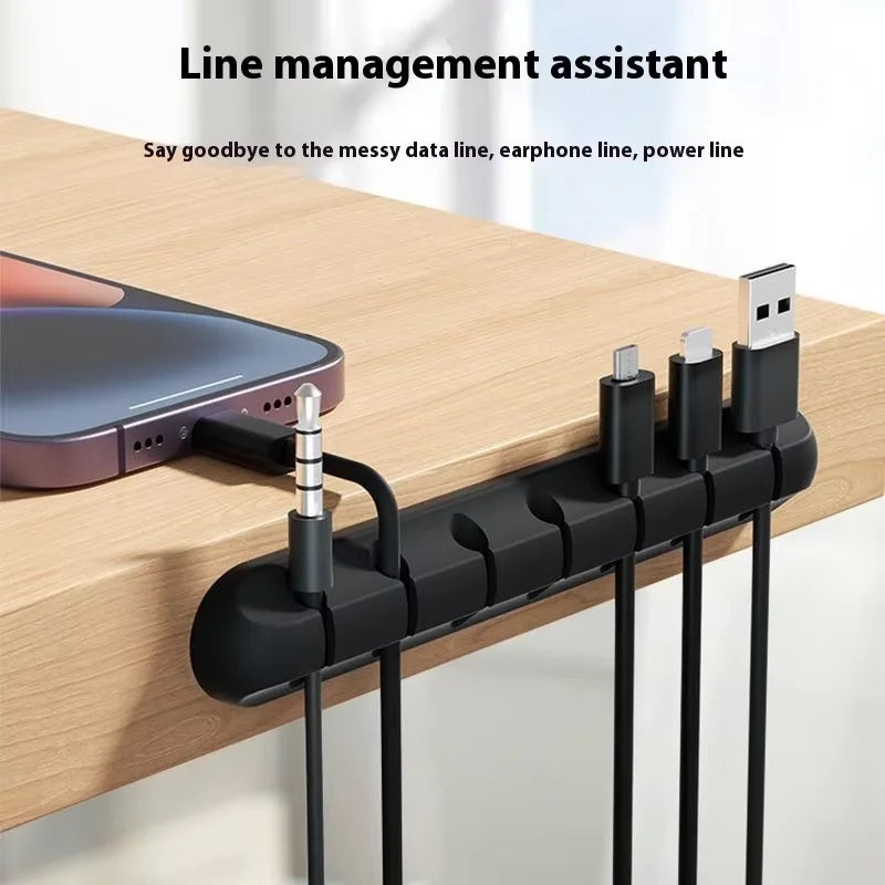 Silicone Cable Organizer Set — Black, 3 Pieces