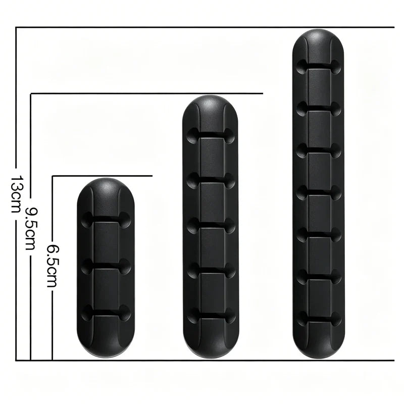 Silicone Cable Organizer Set — Black, 3 Pieces