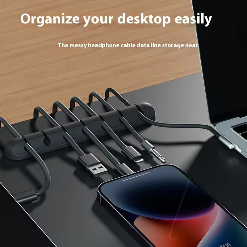 Silicone Cable Organizer Set — Black, 3 Pieces