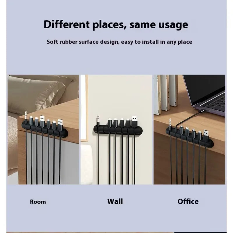 Silicone Cable Organizer Set — Black, 3 Pieces